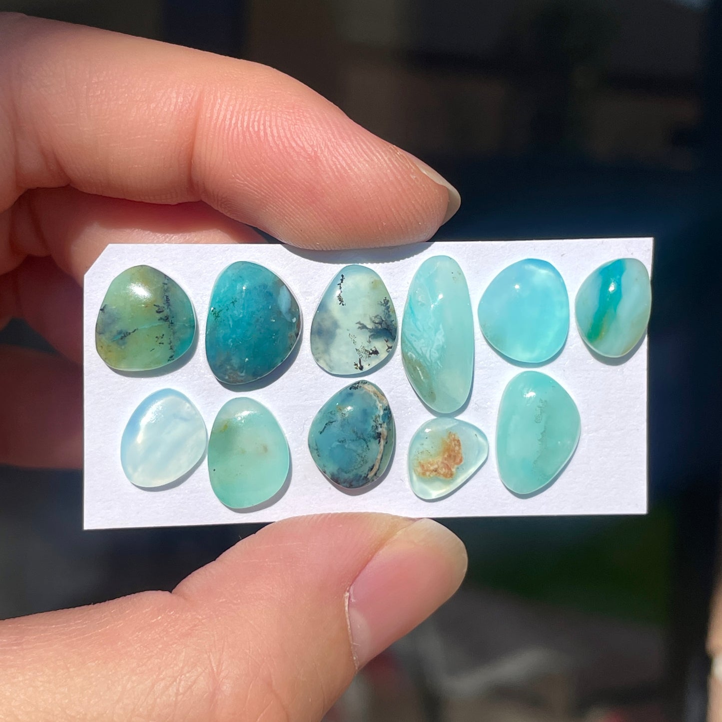 8-16mm Peruvian Blue Opal Cabochon Smooth - Choose your Stone (W9)