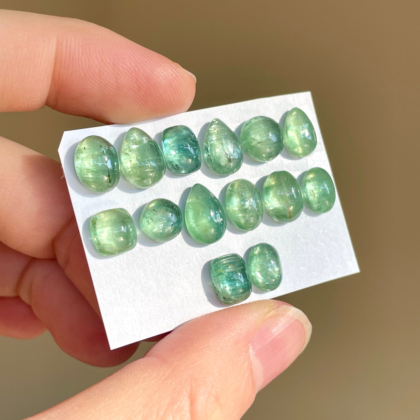 7-10mm Emerald & Mint Green Kyanite Cabochon Smooth - Choose your Stone (W4)