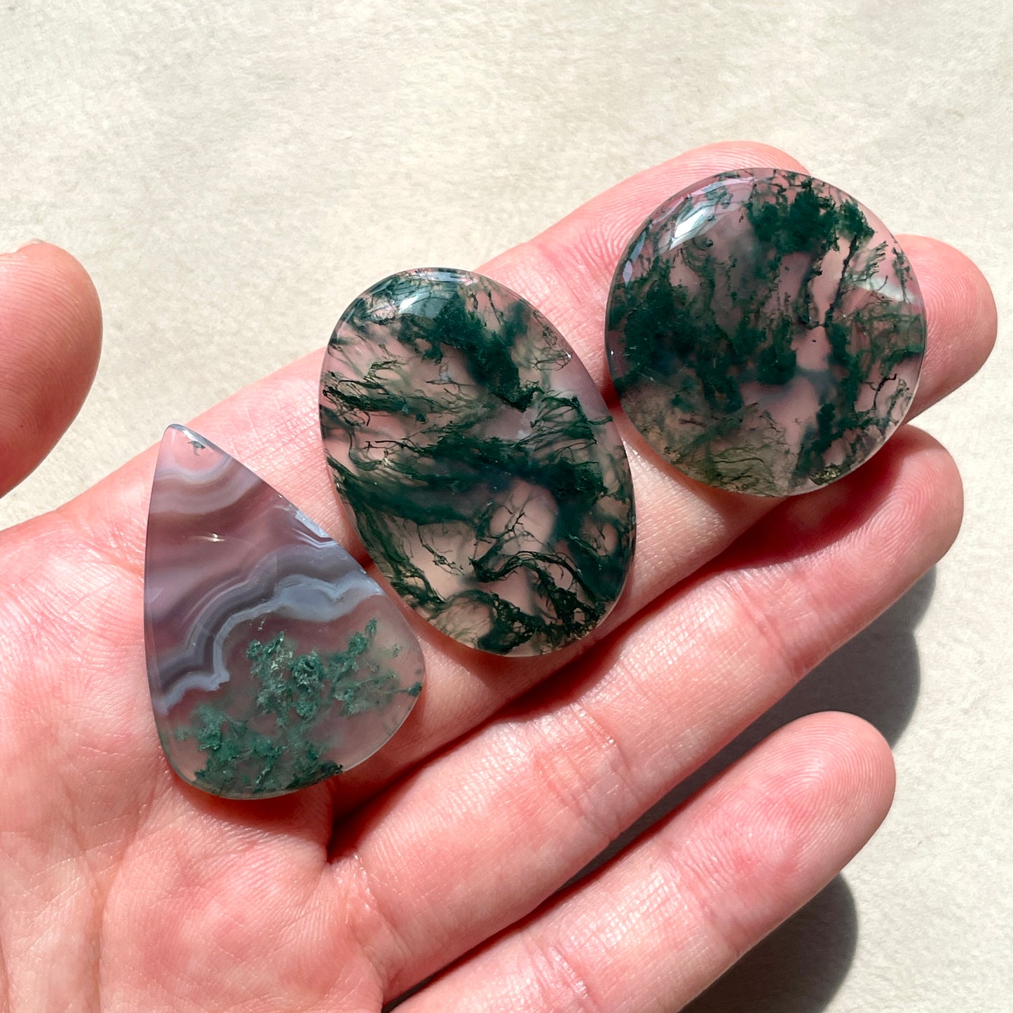 27-34mm Green Moss Agate Cabochon - Choose your Stone (W8)