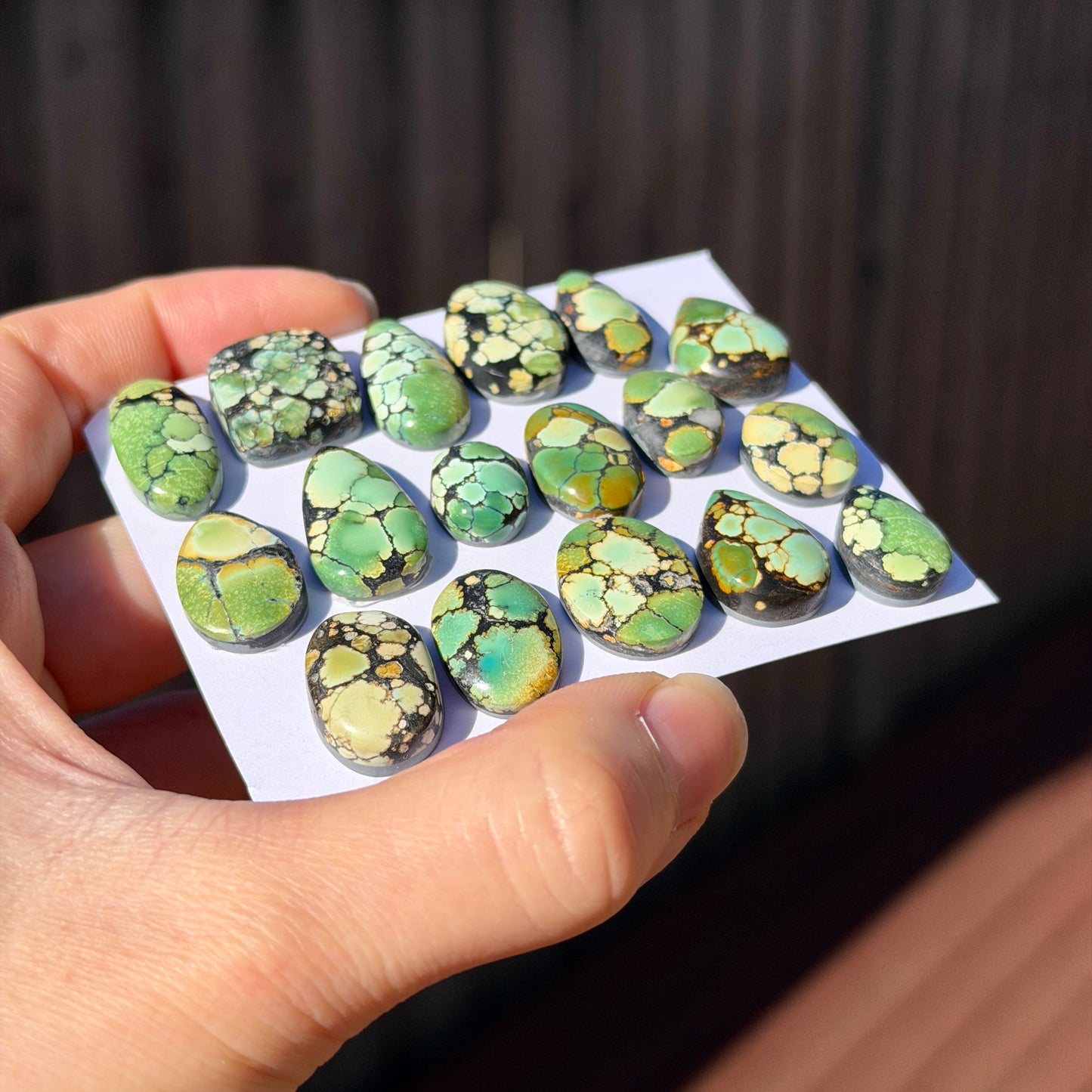 Mini Giraffe (Green Hubei) Turquoise Cabochon Smooth (Backed) - Choose your Stone (W15)