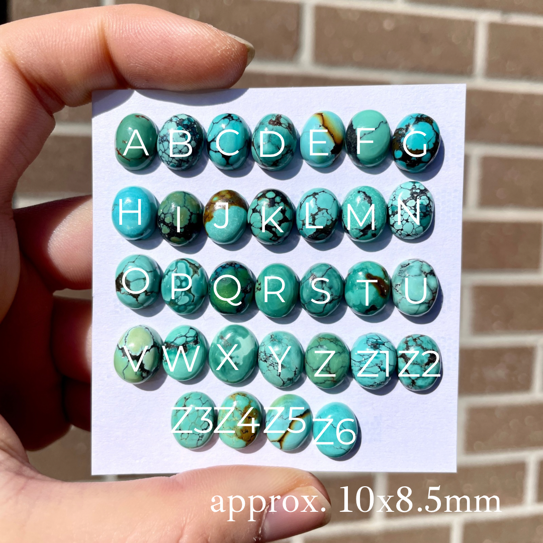 10x8.5mm Tibetan Turquoise Oval Cabochon Smooth - Choose your Stone (W2)