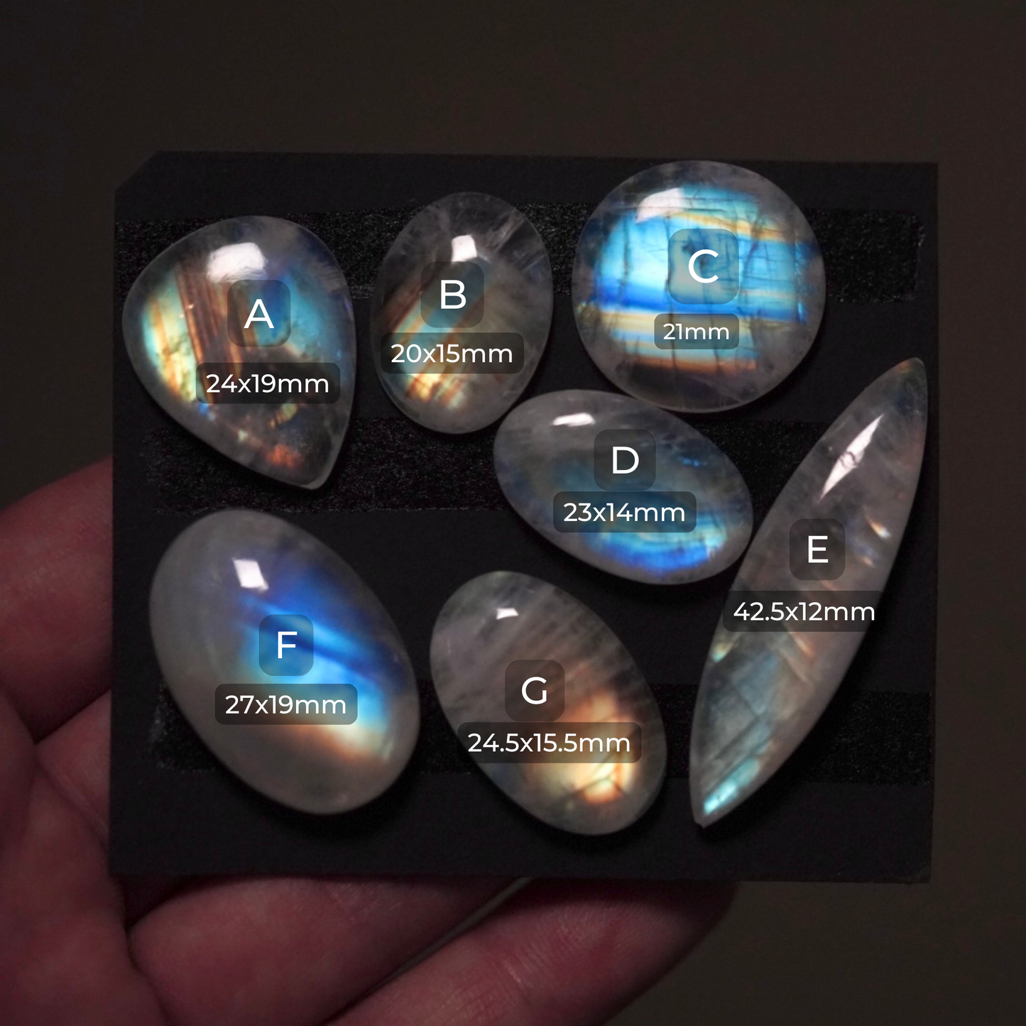 20-43mm High-grade Rainbow Moonstone Cabochon Smooth - Choose your Stone (W9)