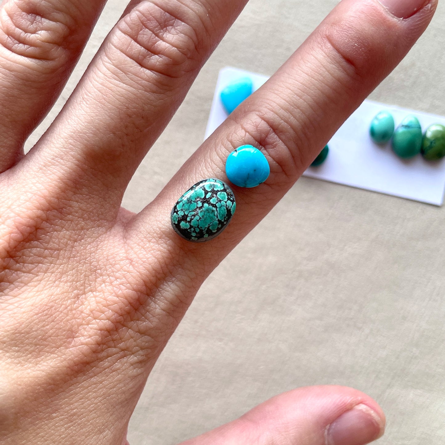 7-12mm Hubei Turquoise Cabochon Smooth (Backed) - Choose your Stone (W3)