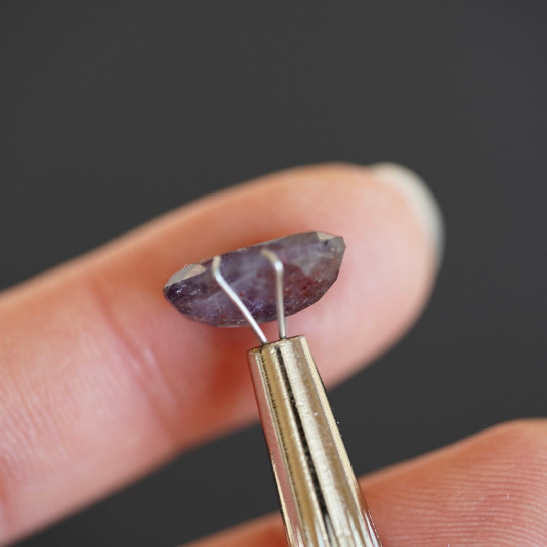 Rainbow Confetti Bloodshot Iolite Faceted Oval (Pavilion Back) (A6) 14x8.7mm