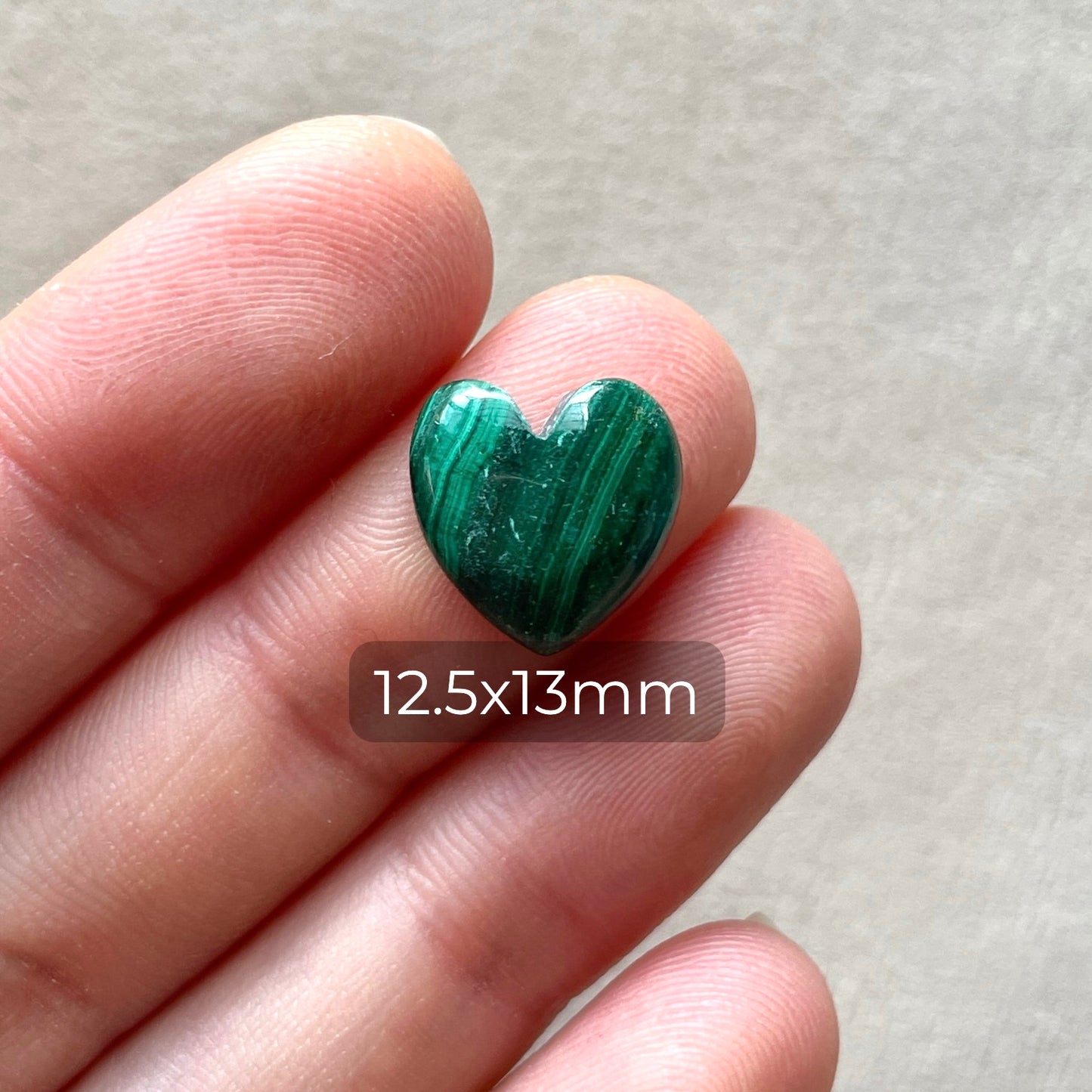Malachite Mini Heart Cabochon - 12.5x13mm (W4)
