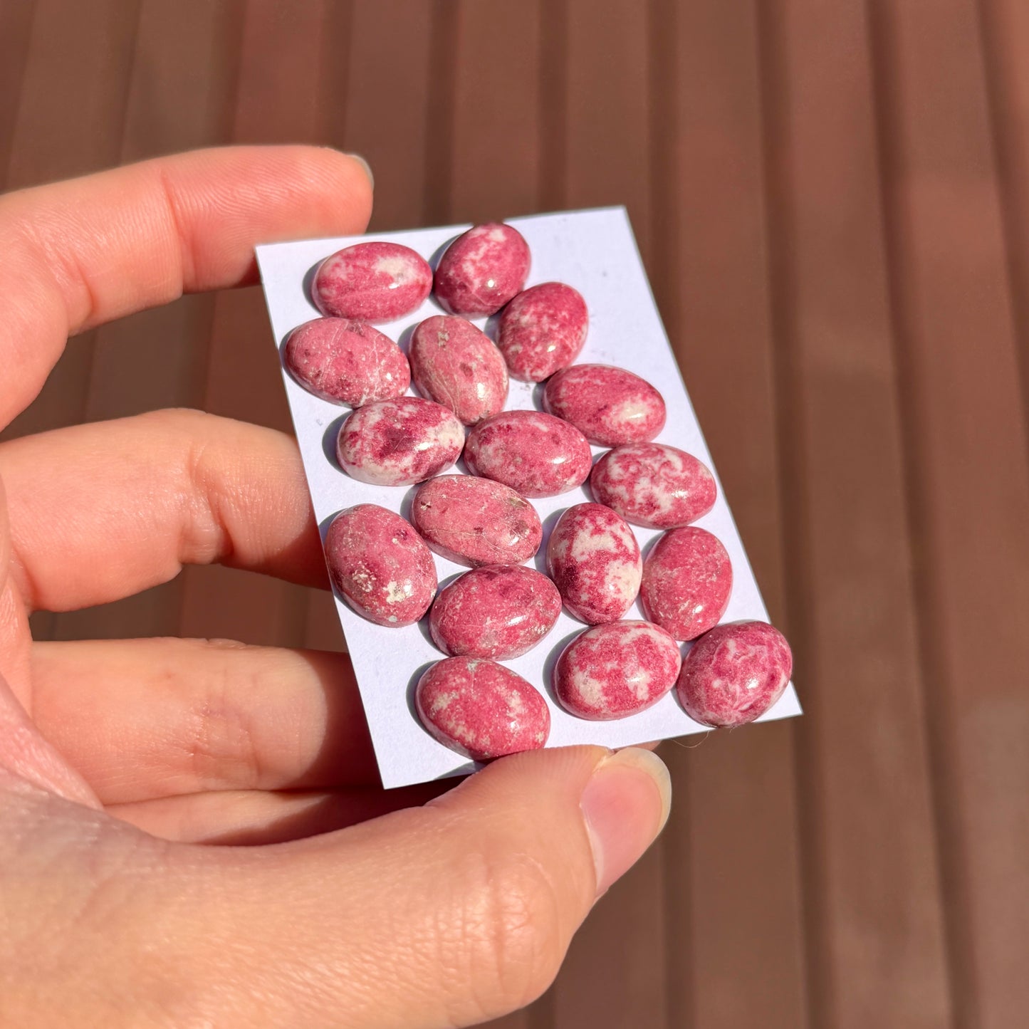 13x10mm Norwegian Thulite Cabochons Smooth Oval - Set of 3 (W10-EY)