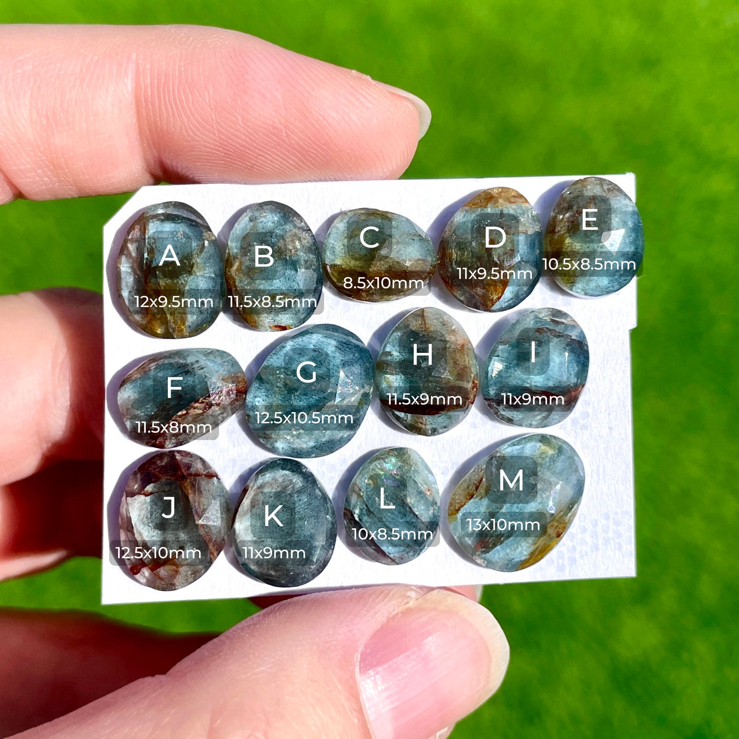 10-13mm Orange/Red Moss Aquamarine Cabochon Rose cut - Choose your Stone (W8)