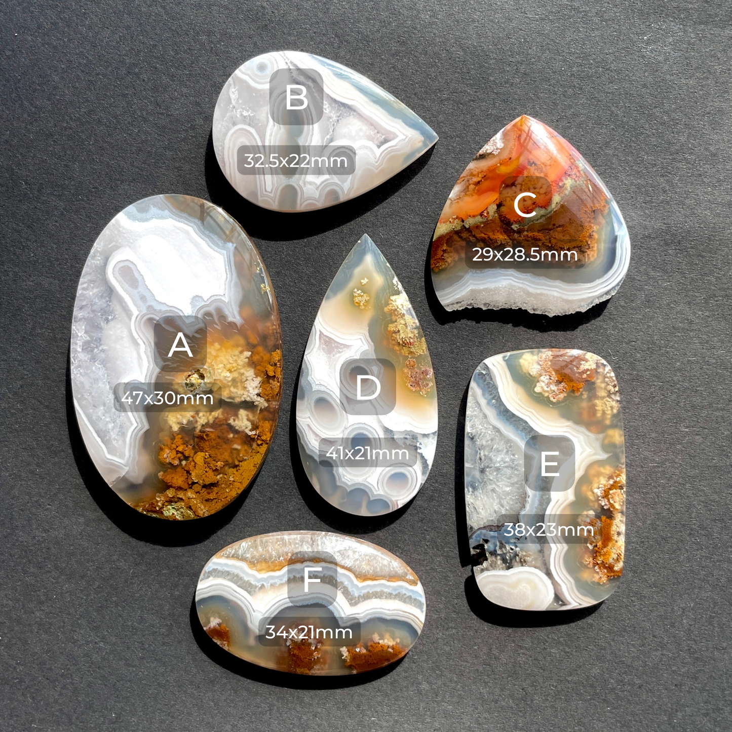 Banded Moss Agate with Chalcedony & Quartz (Nebula Agate) Cabochon Smooth - Choose your Stone (W5)