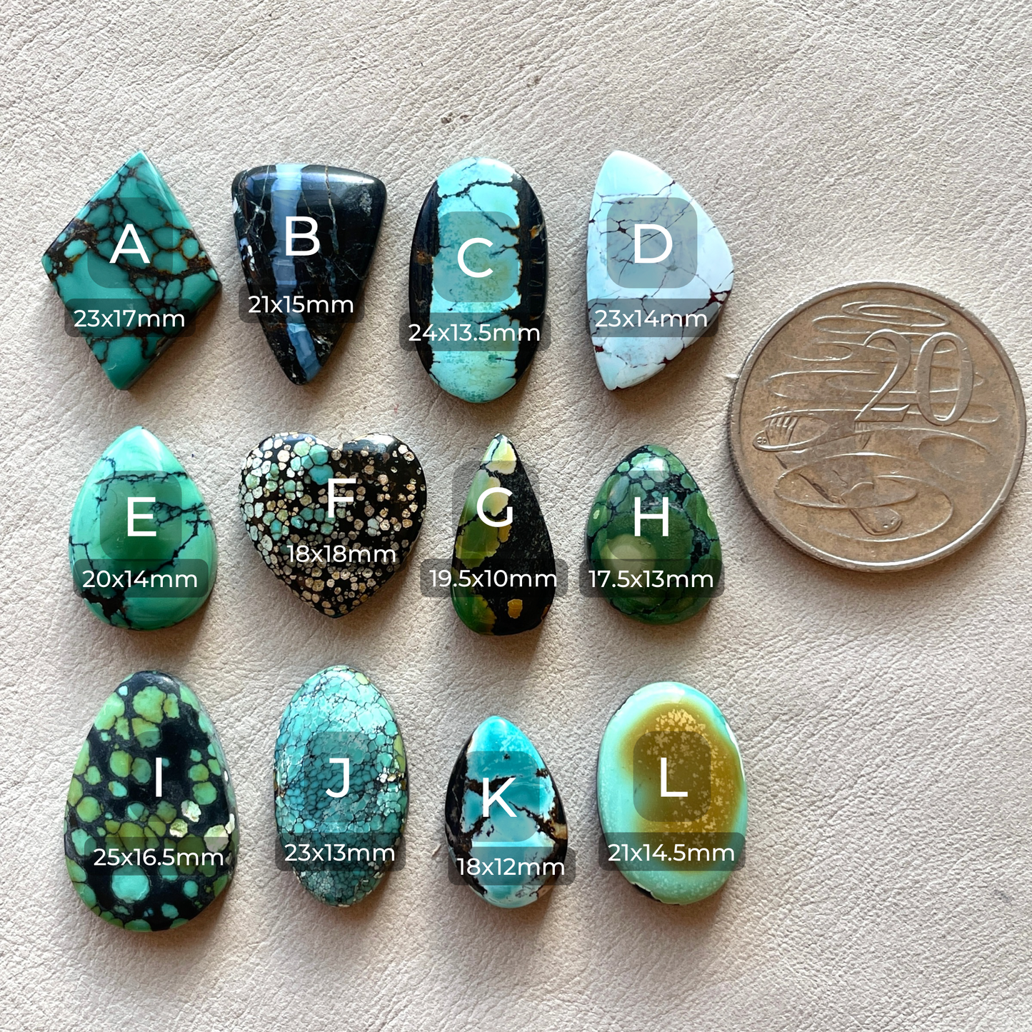 18-25mm Hubei Turquoise Cabochon Smooth (Backed) - Choose your Stone (W9)