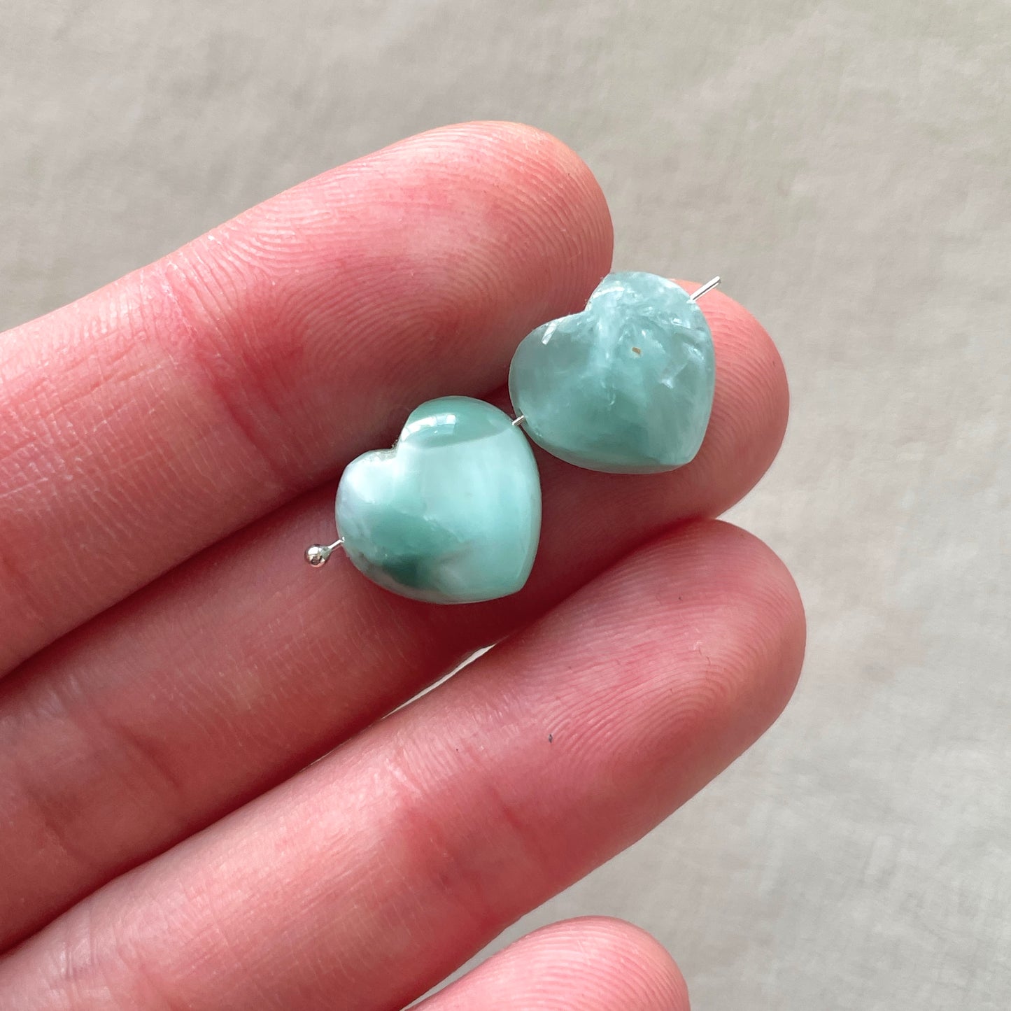 10x10mm Green Hemimorphite Heart Briolette Beads (Flat back) - Choose your Stone (W10)