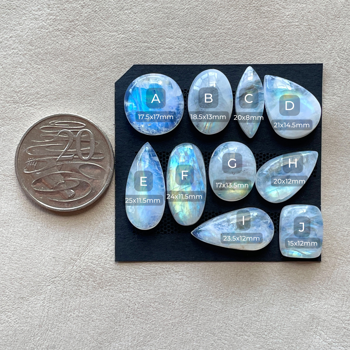 15-25mm Rainbow Moonstone Cabochon Smooth - Choose your Stone (W2)