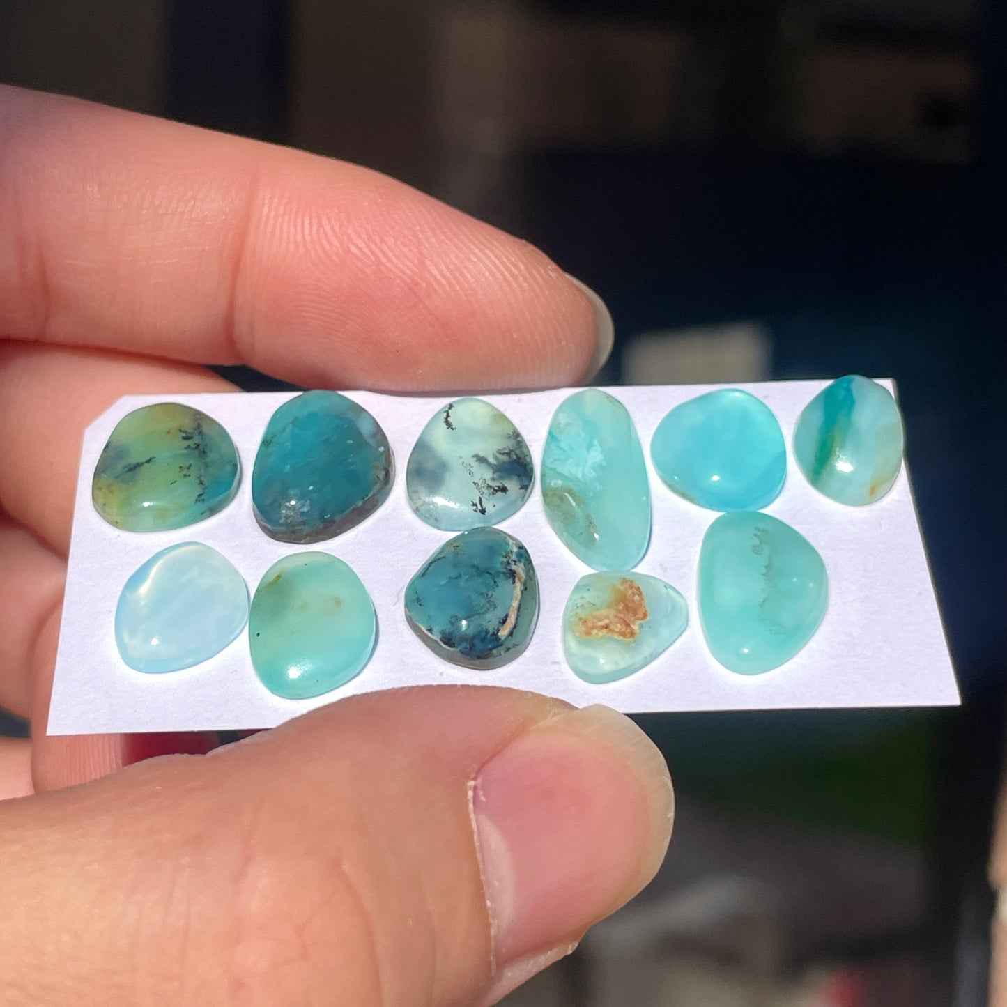 8-16mm Peruvian Blue Opal Cabochon Smooth - Choose your Stone (W9)