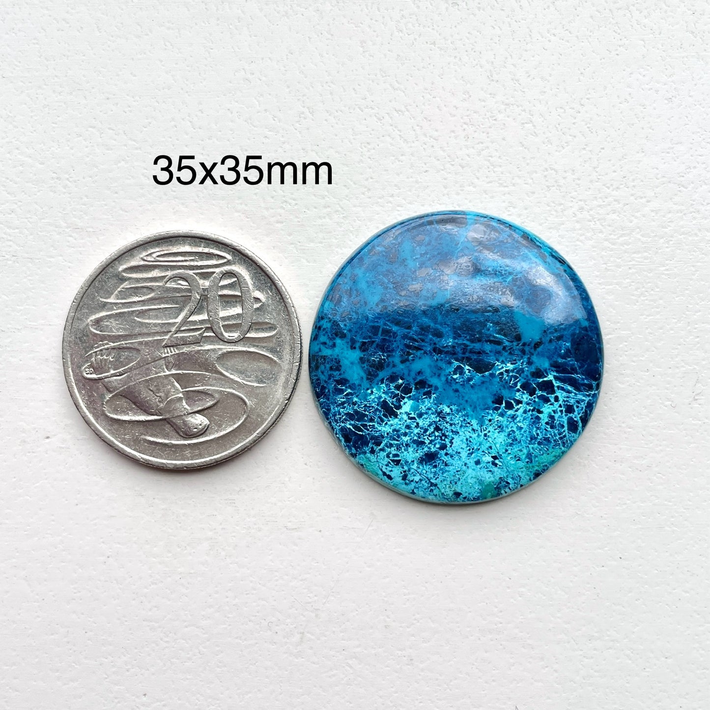 35mm Shattuckite (with Azurite) Round Cabochon (W6)