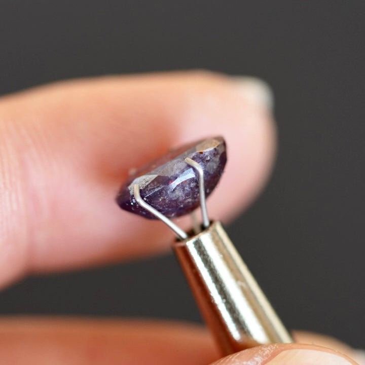 Rainbow Confetti Bloodshot Iolite Faceted Oval (Pavilion Back) (B8) 11x8mm