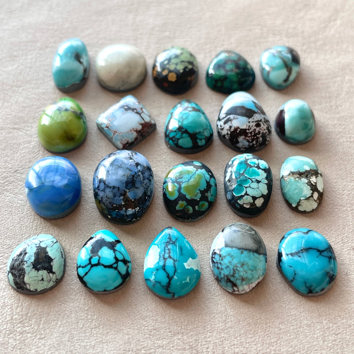 11-17mm Hubei Turquoise Cabochon Smooth (Backed) - Choose your Stone (C3-W4)