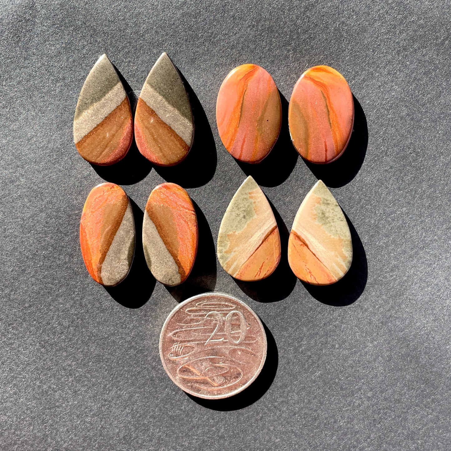 Polychrome Jasper Cabochon Pairs - Choose your Pair (A)(W3)