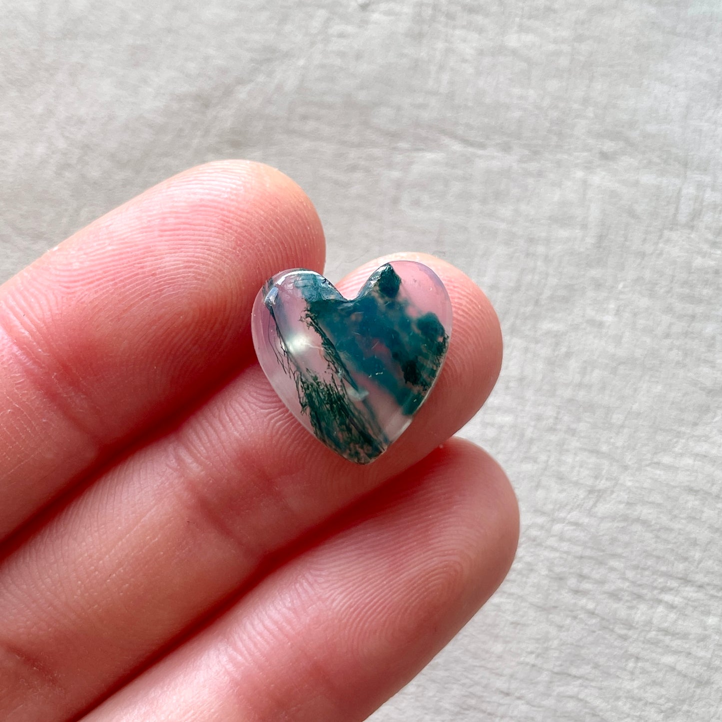 Moss Agate mini Heart Cabochon - 15x15mm (W4)