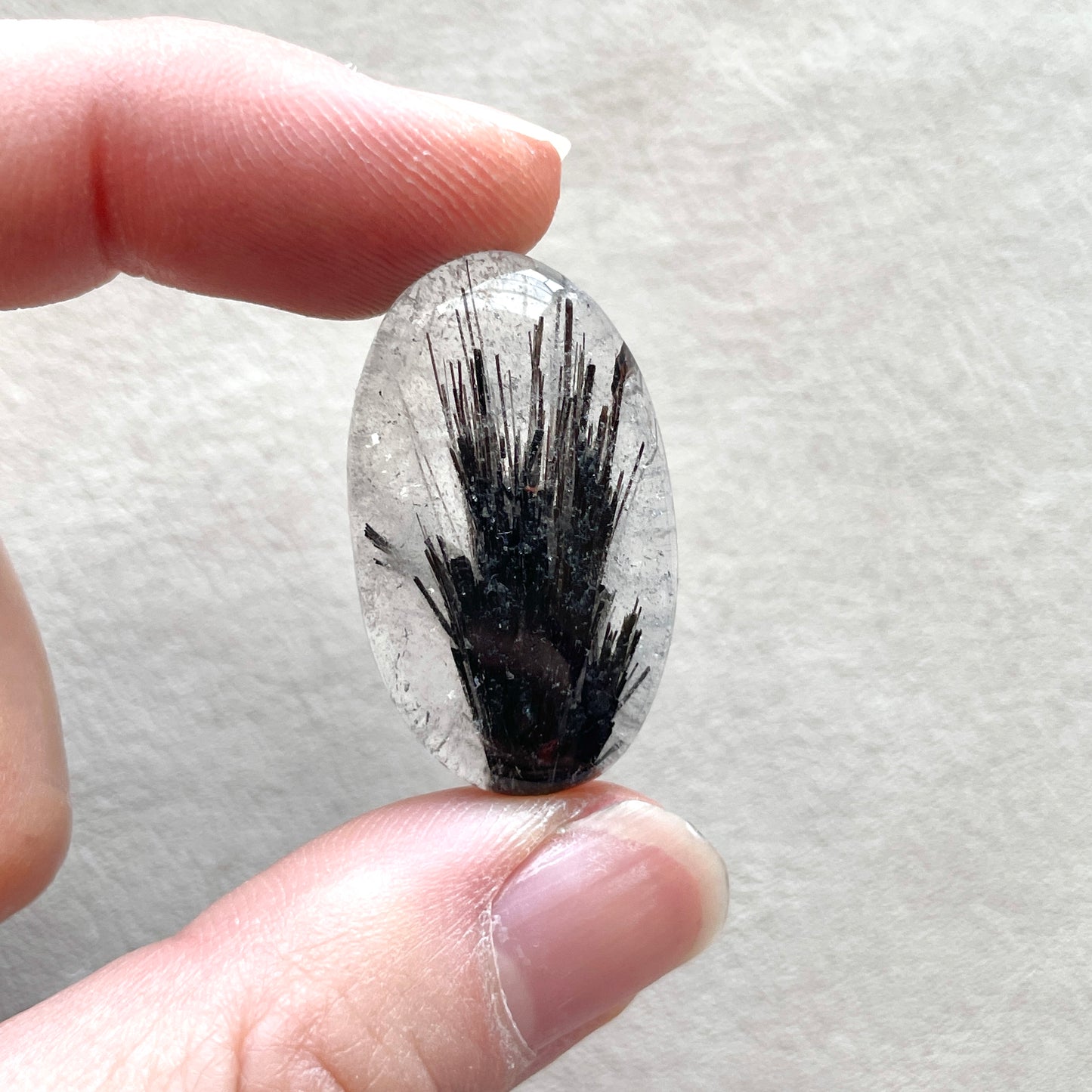 Black Rutilated Quartz Oval Cabochon - 30.5x18mm - W6