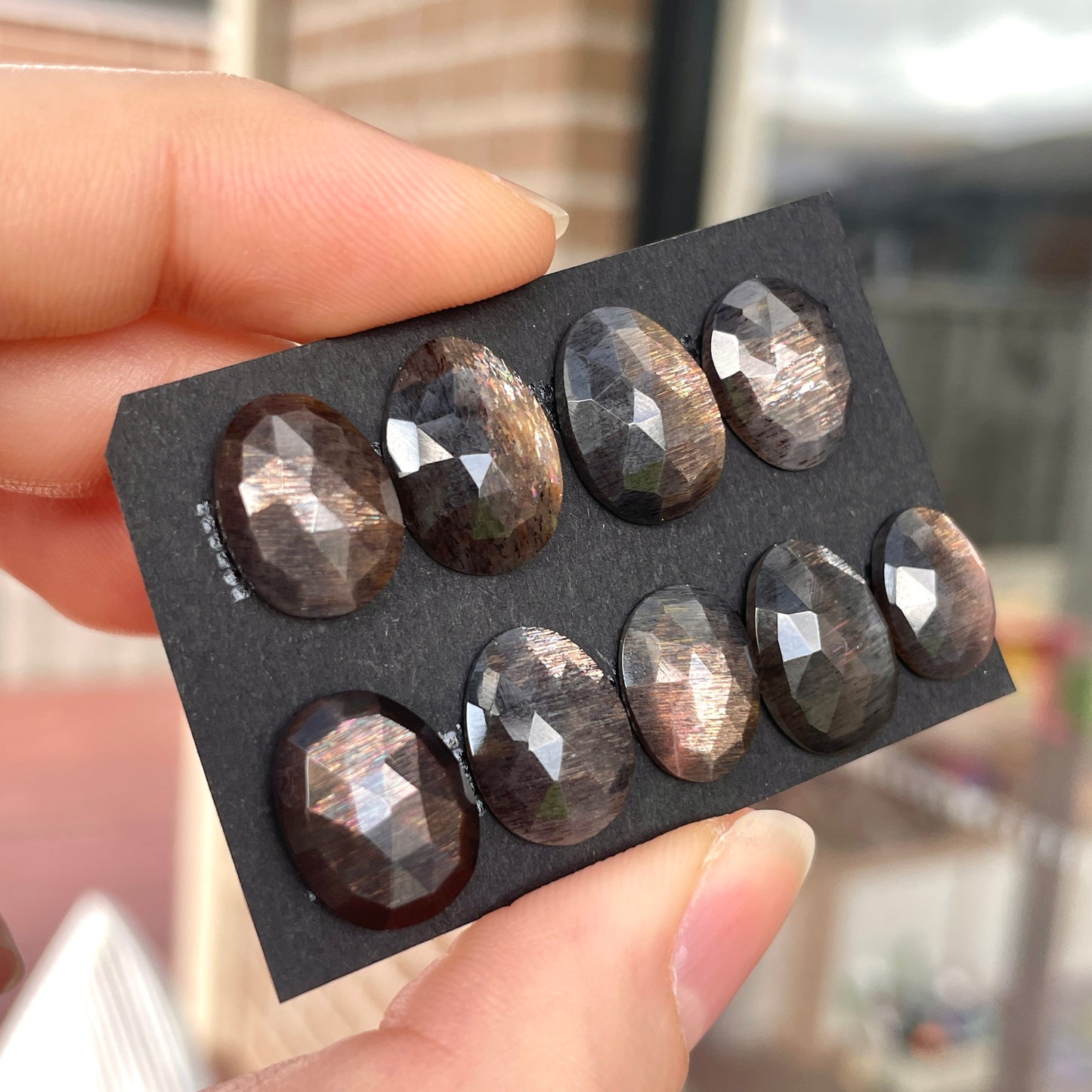 Rainbow Lattice Black Sunstone Cabochon Rose cut - Choose your Stone (W2)