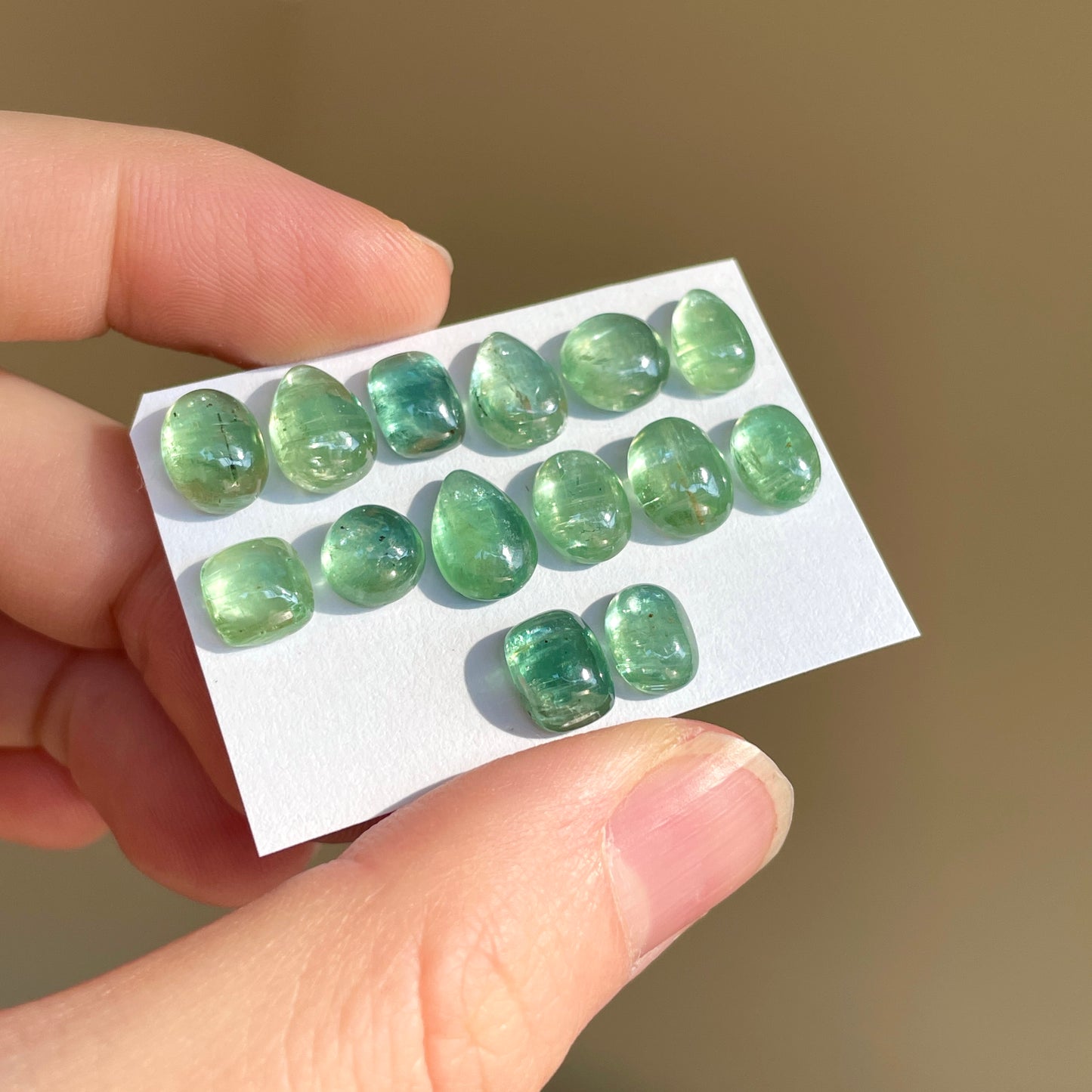7-10mm Emerald & Mint Green Kyanite Cabochon Smooth - Choose your Stone (W4)