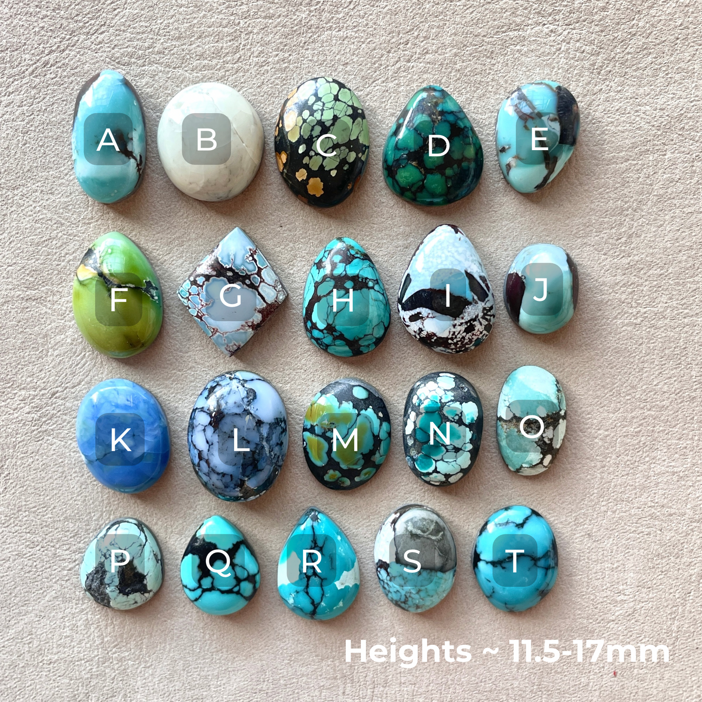 11-17mm Hubei Turquoise Cabochon Smooth (Backed) - Choose your Stone (C3-W4)