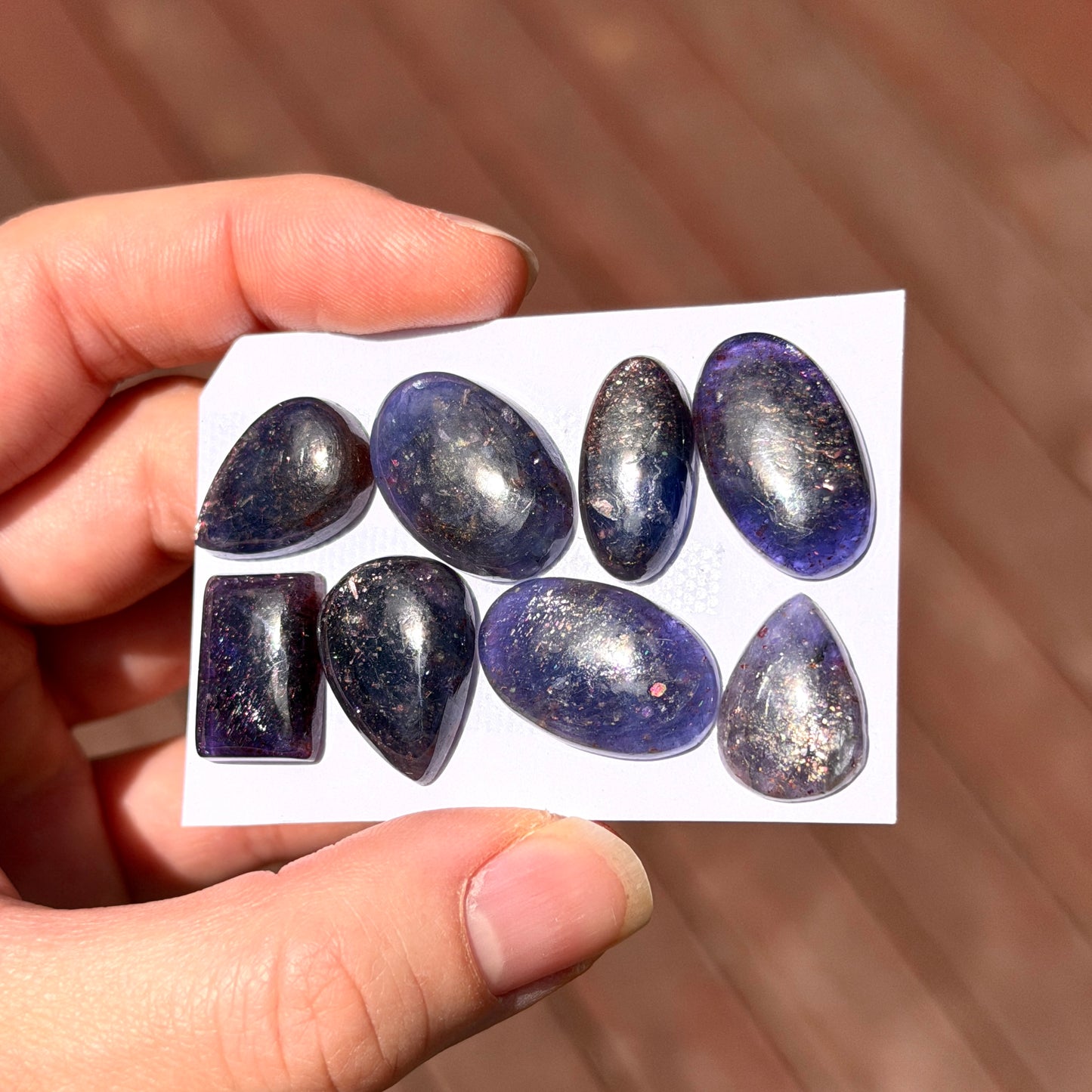 16-22mm Bloodshot (Rainbow Confetti) Iolite Cabochon Smooth - Choose your Stone (W11-EY)