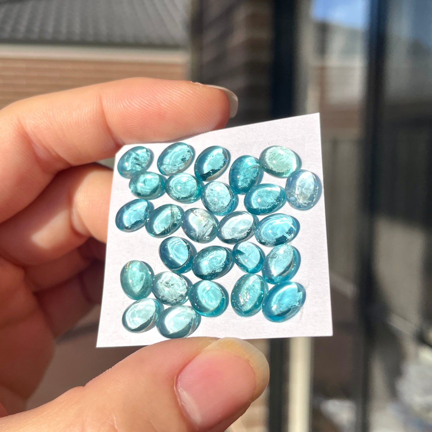 9x7mm Sky Blue Apatite Cabochons Smooth Oval - Set of 3 (E19)