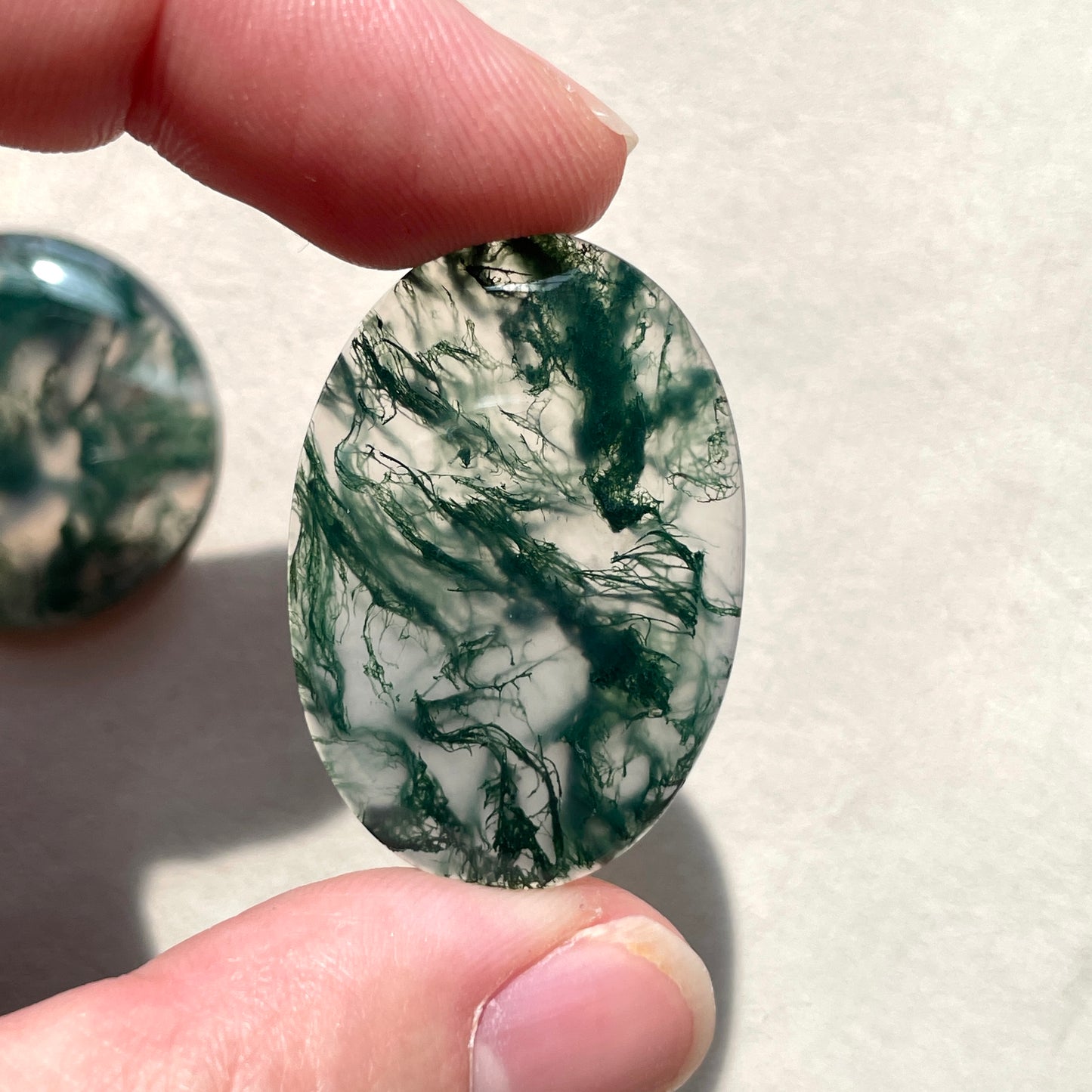 27-34mm Green Moss Agate Cabochon - Choose your Stone (W8)