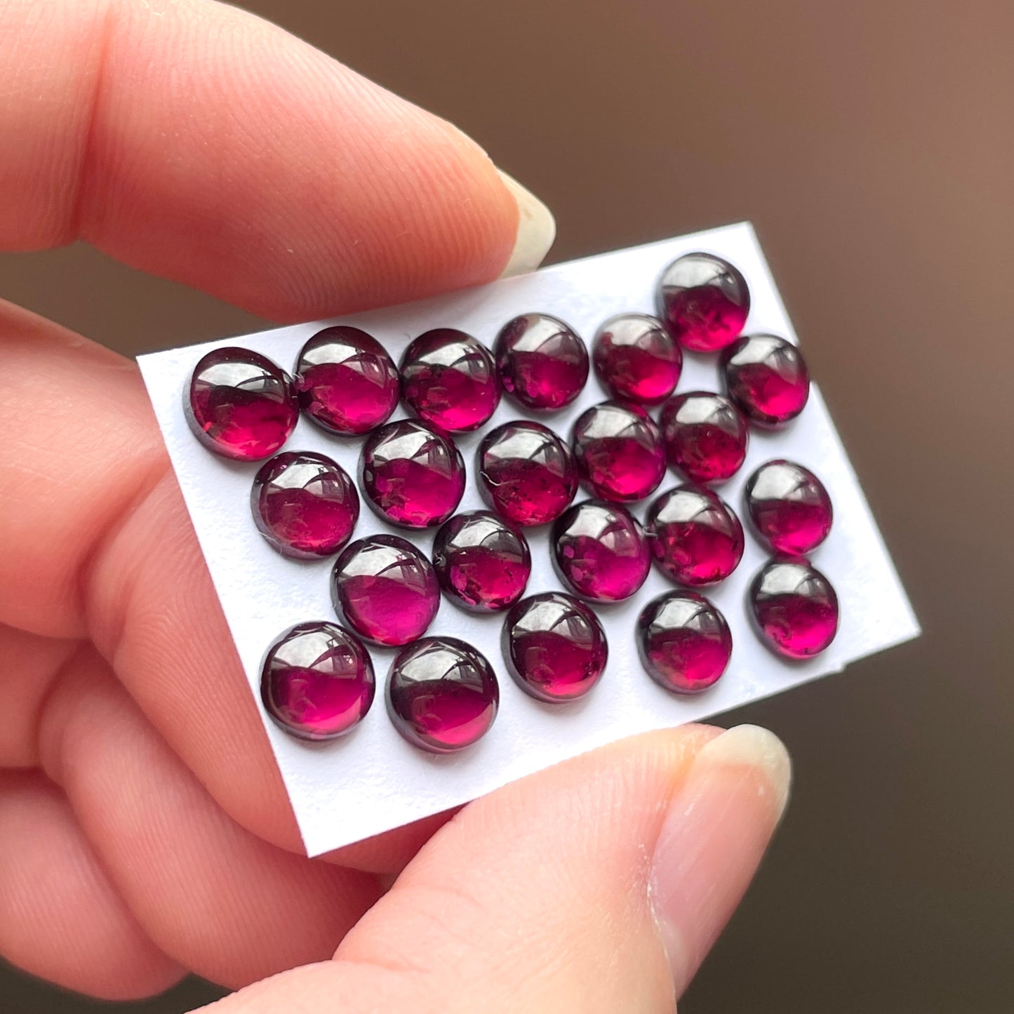 6mm Rhodolite Garnet Cabochons Smooth Round - Set of 3 (W5)