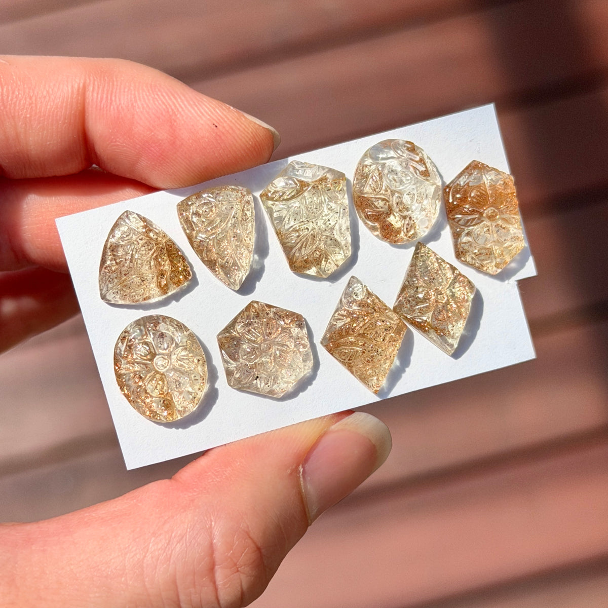 Mini Goldstone Floral/Botanical Carved Cabochon - Choose your Stone (W17)