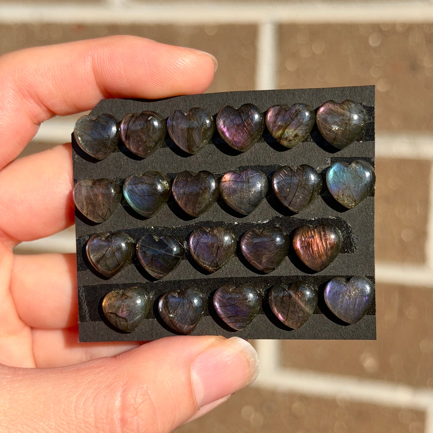 Pink & Purple Labradorite Heart Cabochon Smooth 9.5x9.5mm - Choose your Stone (W4)