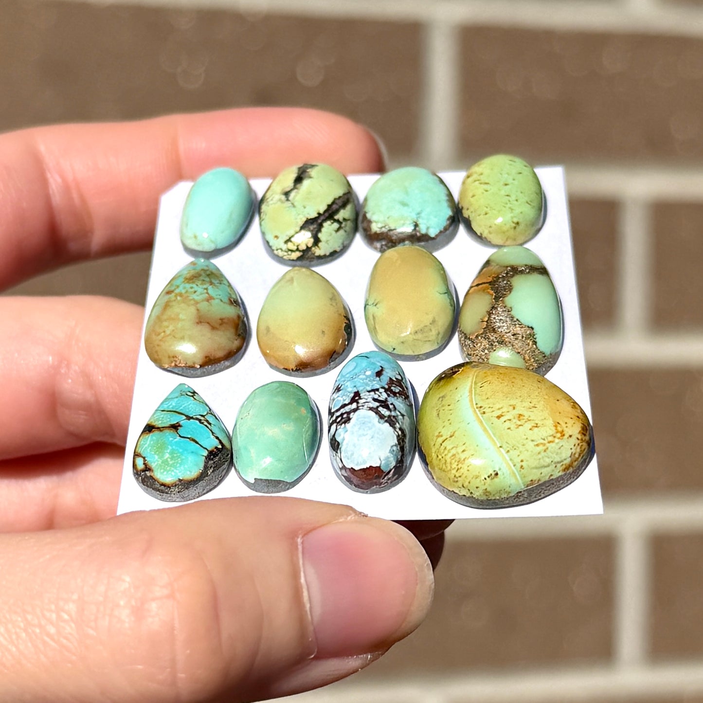 Mini Pastel & Lime Hubei Turquoise Cabochon Smooth (Backed) - Choose your Stone (W9)