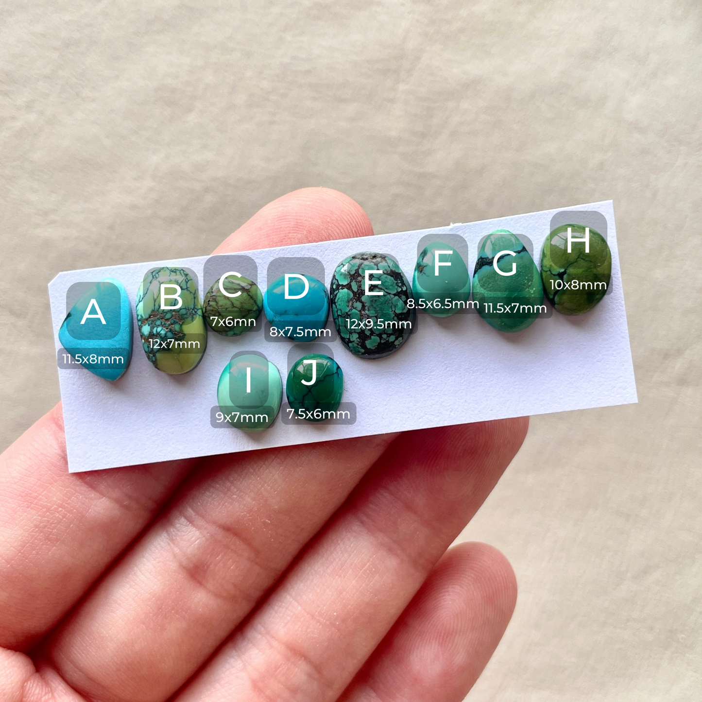 7-12mm Hubei Turquoise Cabochon Smooth (Backed) - Choose your Stone (W3)