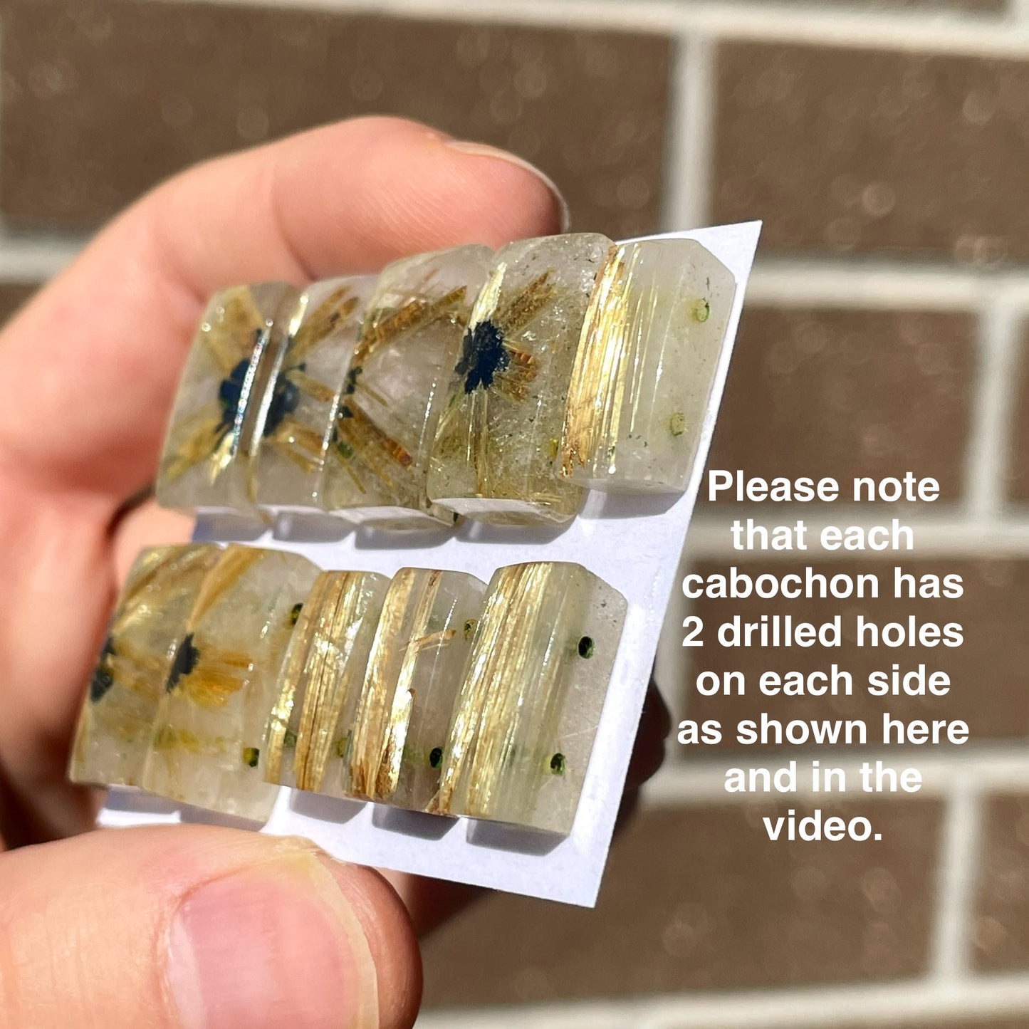 'Starburst' Golden Rutilated/Rutile Quartz Rectangle Cabochon Smooth - Choose your Stone (W4)