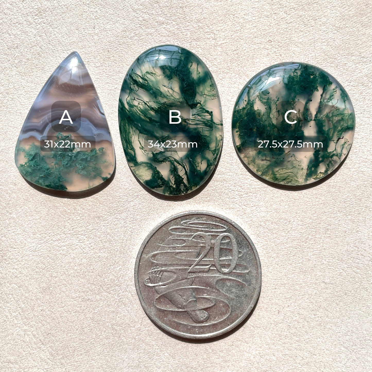 27-34mm Green Moss Agate Cabochon - Choose your Stone (W8)
