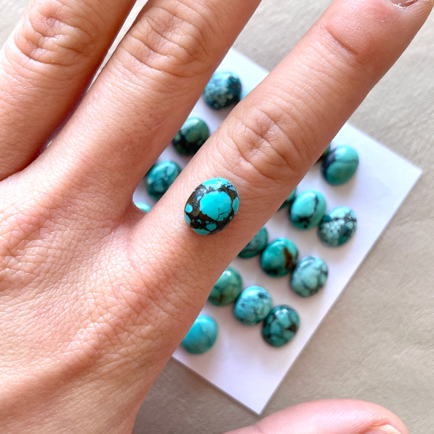 10x8.5mm Tibetan Turquoise Oval Cabochon Smooth - Choose your Stone (W2)