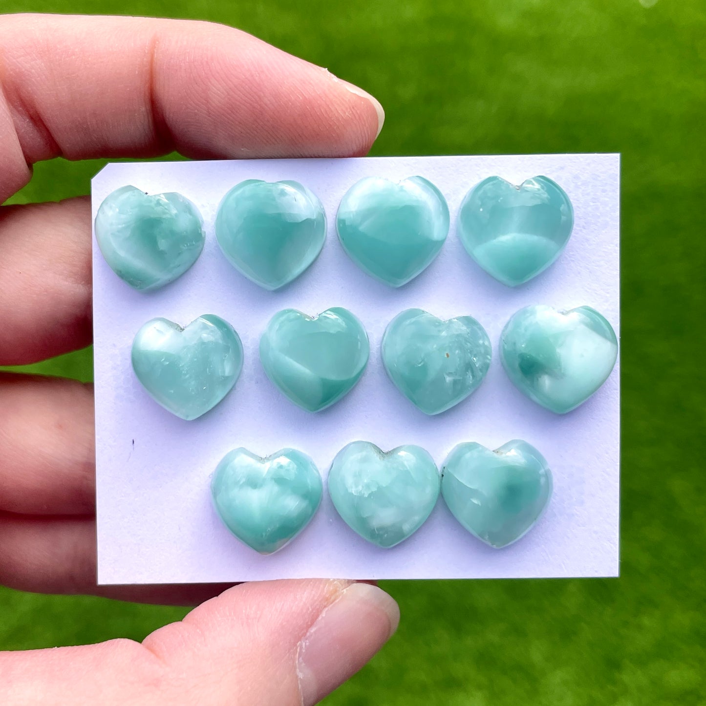 10x10mm Green Hemimorphite Heart Briolette Beads (Flat back) - Choose your Stone (W10)