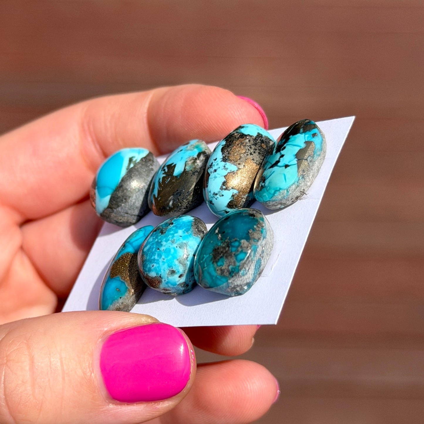 13-19mm Morenci Turquoise with Pyrite Cabochon Smooth - Choose your Stone (W5)
