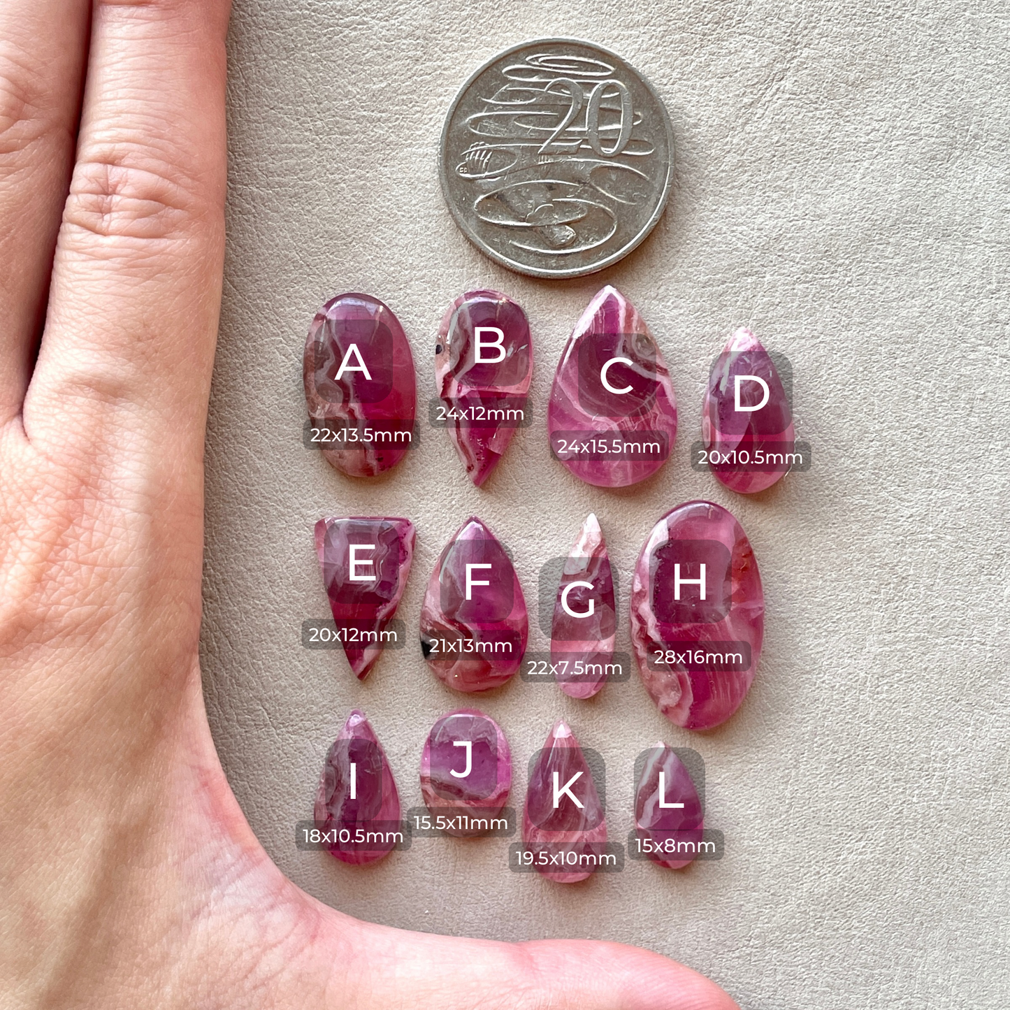 15-28mm Gemmy Pink Cobaltoan Calcite Cabochon Smooth - Choose your Stone (W6)