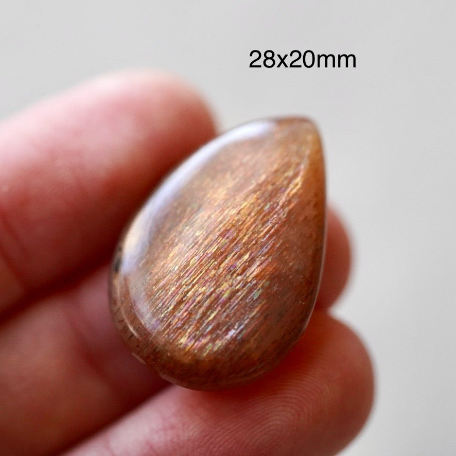 Rainbow 'Meteor Shower' Sunstone Cabochon - 28 x 20mm (C-W2)