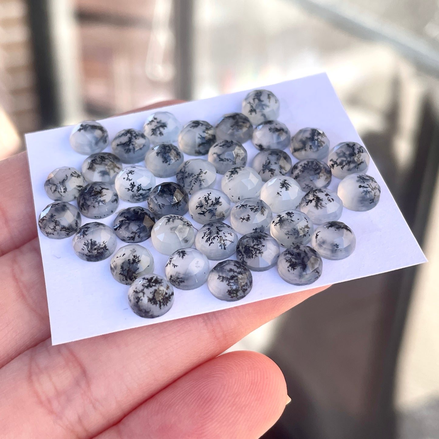 6mm Dendritic Opal Cabochons Rosecut Round - Set of 3 (E18)