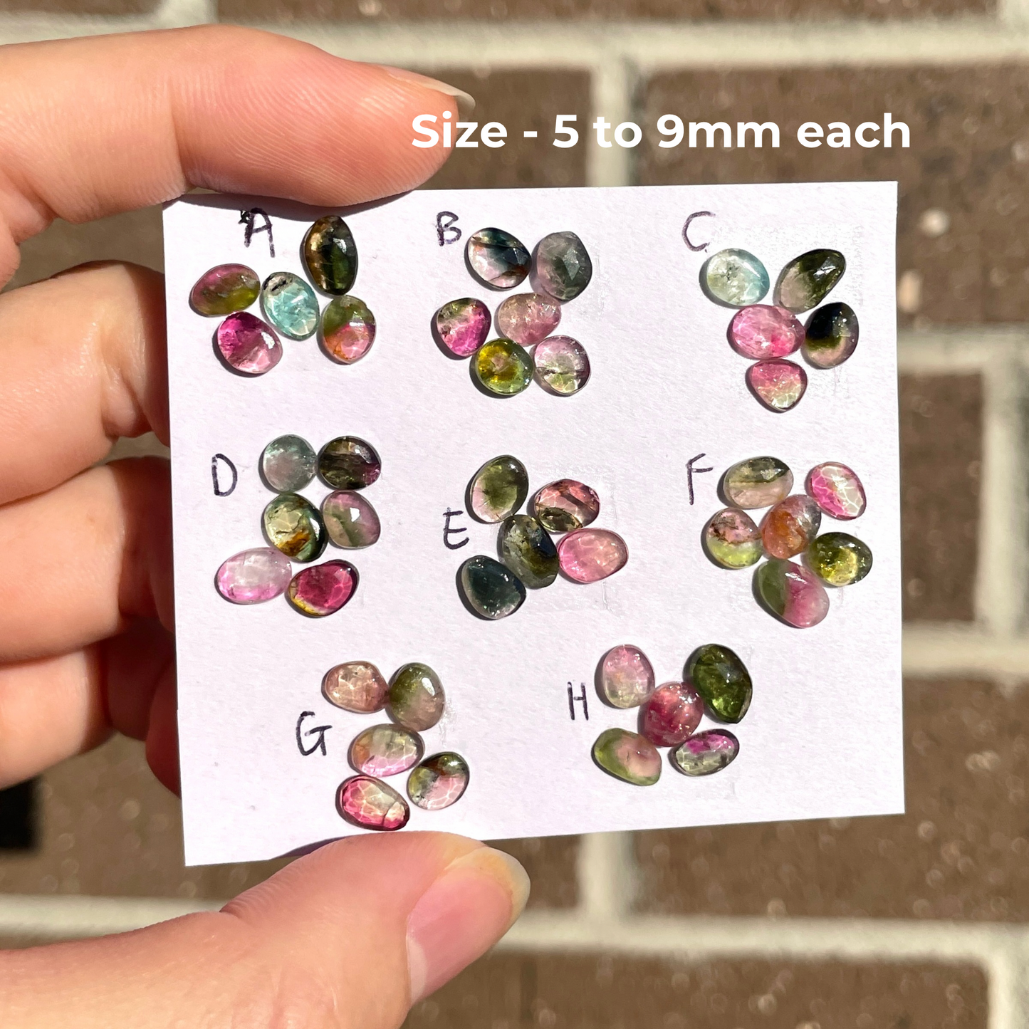 Multi Tourmaline Cabochons Rose cut - 5-6pcs - Choose your Lot (W4)