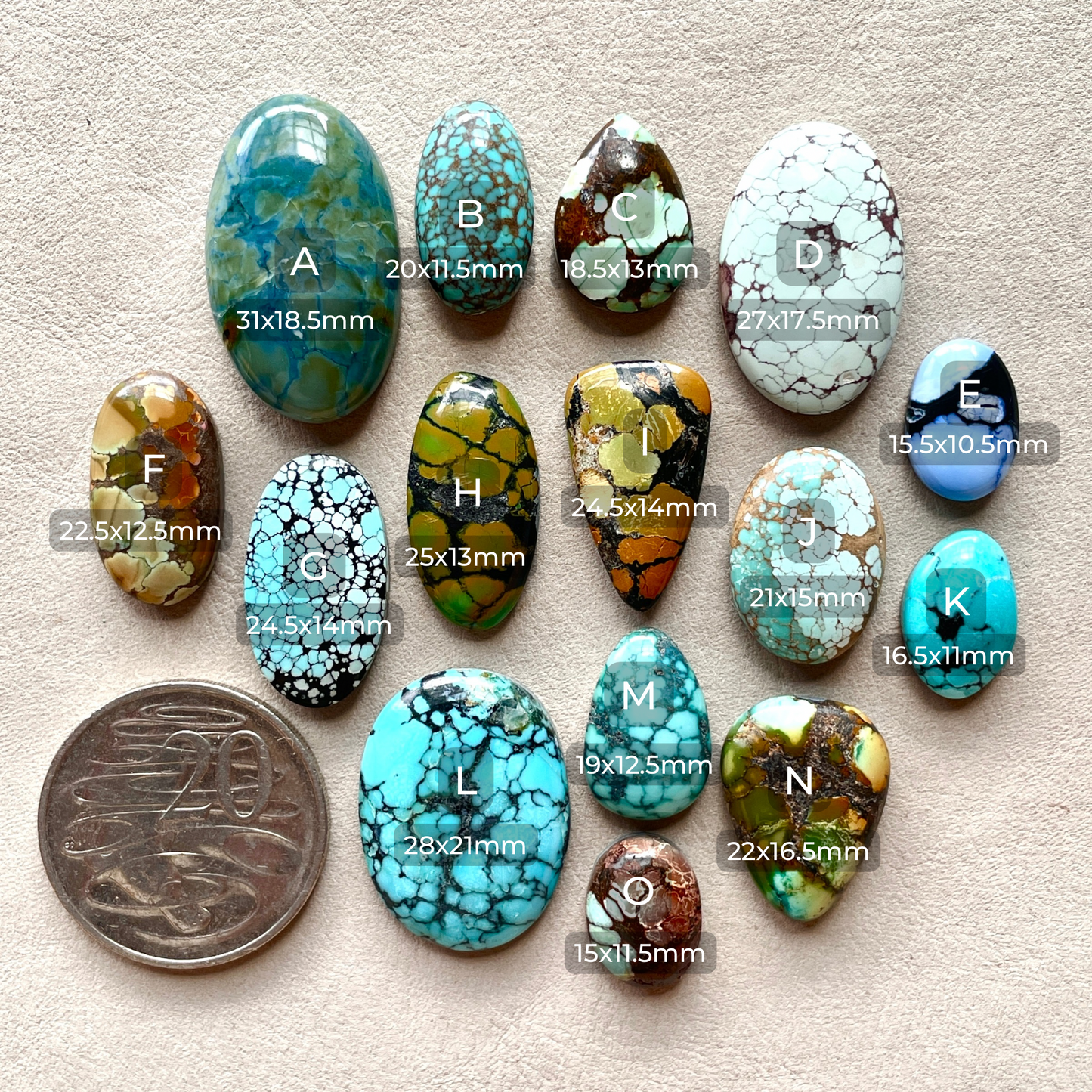 15-31mm Hubei Turquoise Cabochon Smooth (Backed) - Choose your Stone (A-W5)