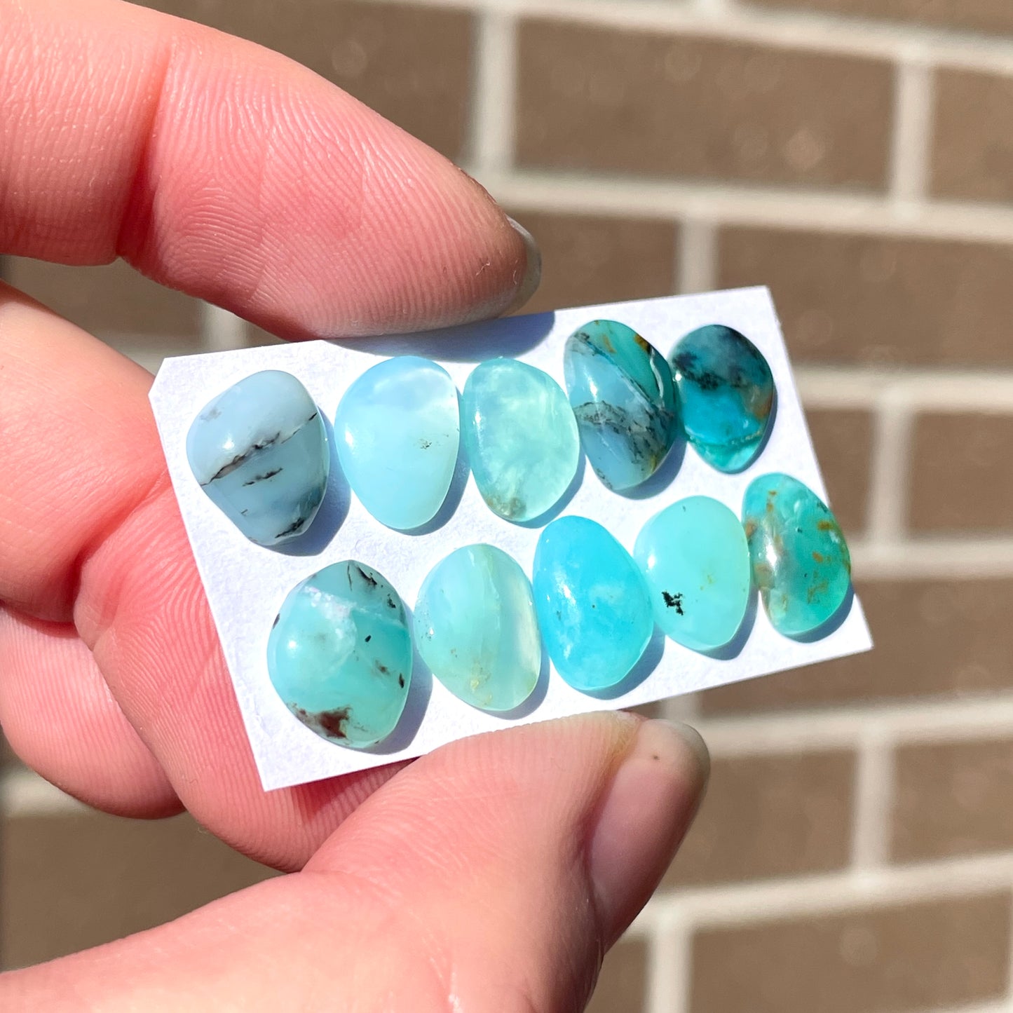 10-11mm Peruvian Blue Opal Cabochon Smooth - Choose your Stone (W9)