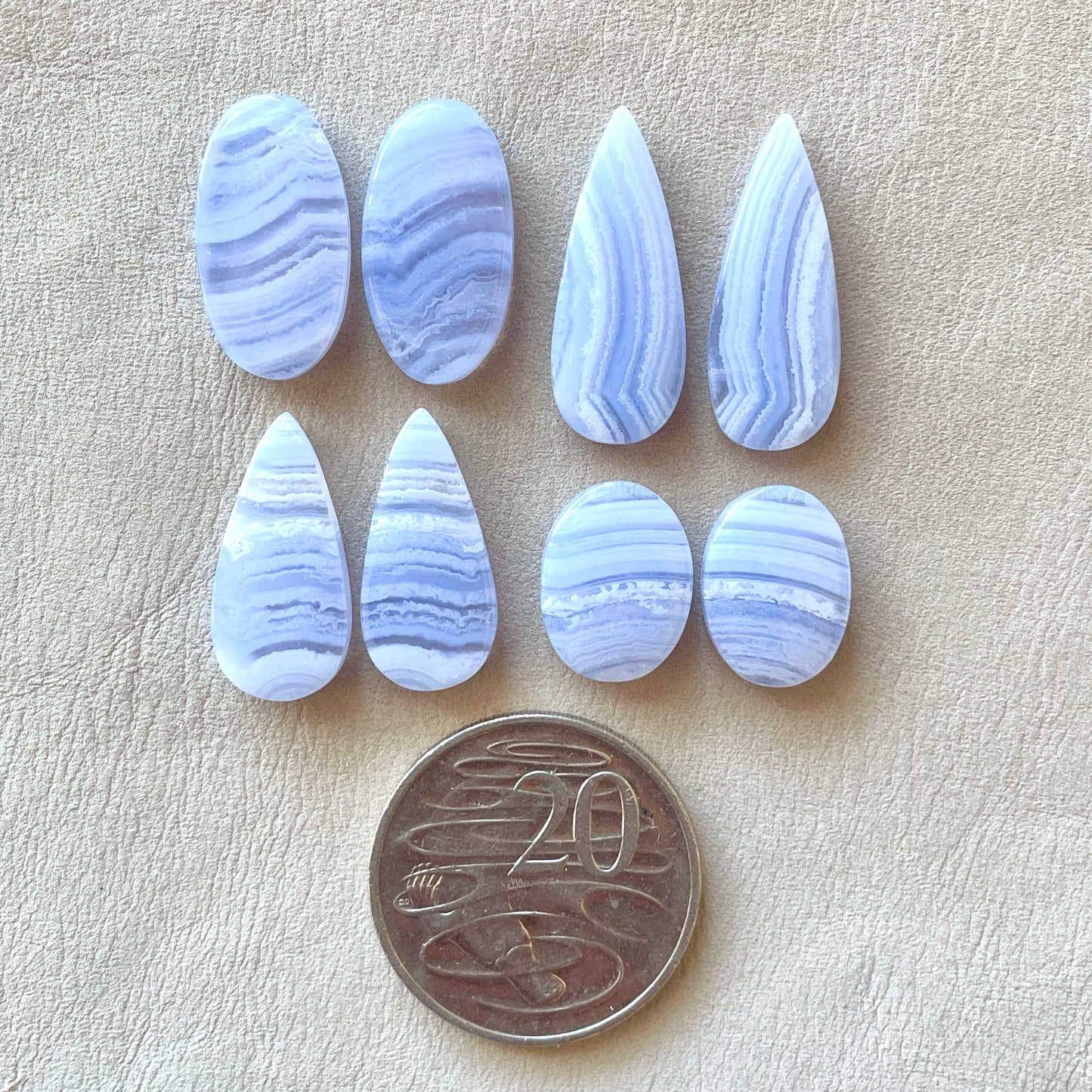 Blue Lace Agate Cabochon Pairs - Choose your Pair (A)(W3)