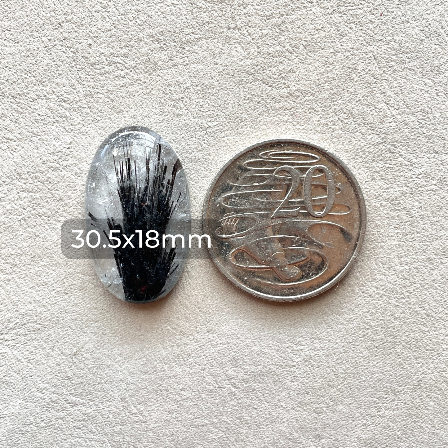 Black Rutilated Quartz Oval Cabochon - 30.5x18mm - W6