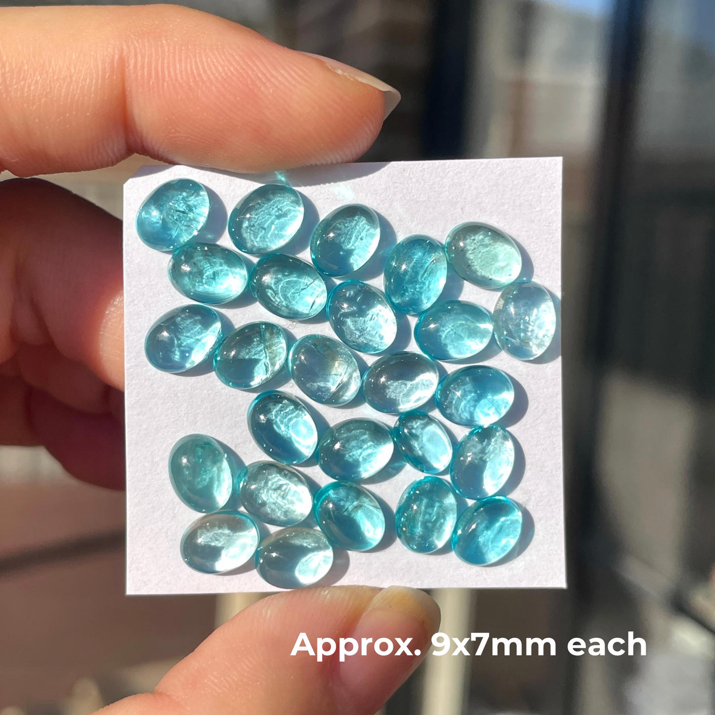 9x7mm Sky Blue Apatite Cabochons Smooth Oval - Set of 3 (E19)