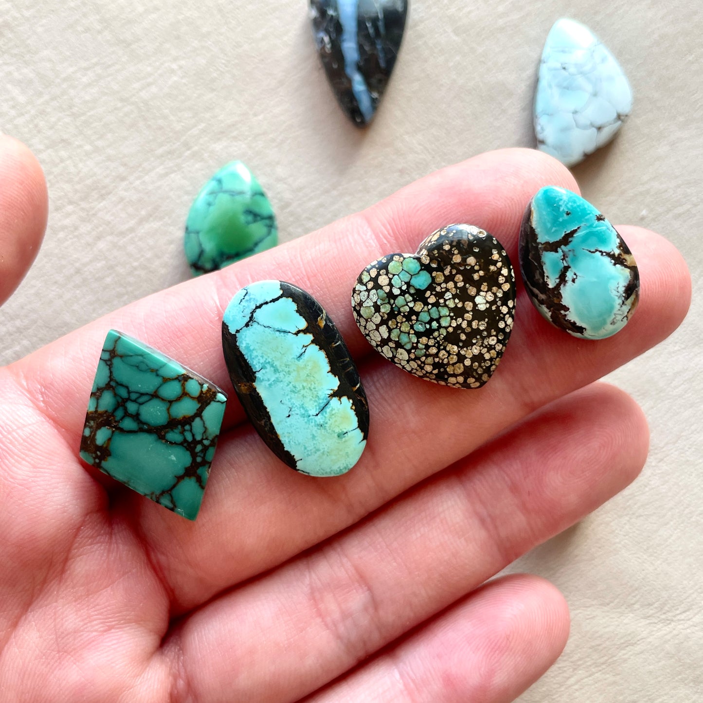 18-25mm Hubei Turquoise Cabochon Smooth (Backed) - Choose your Stone (W9)