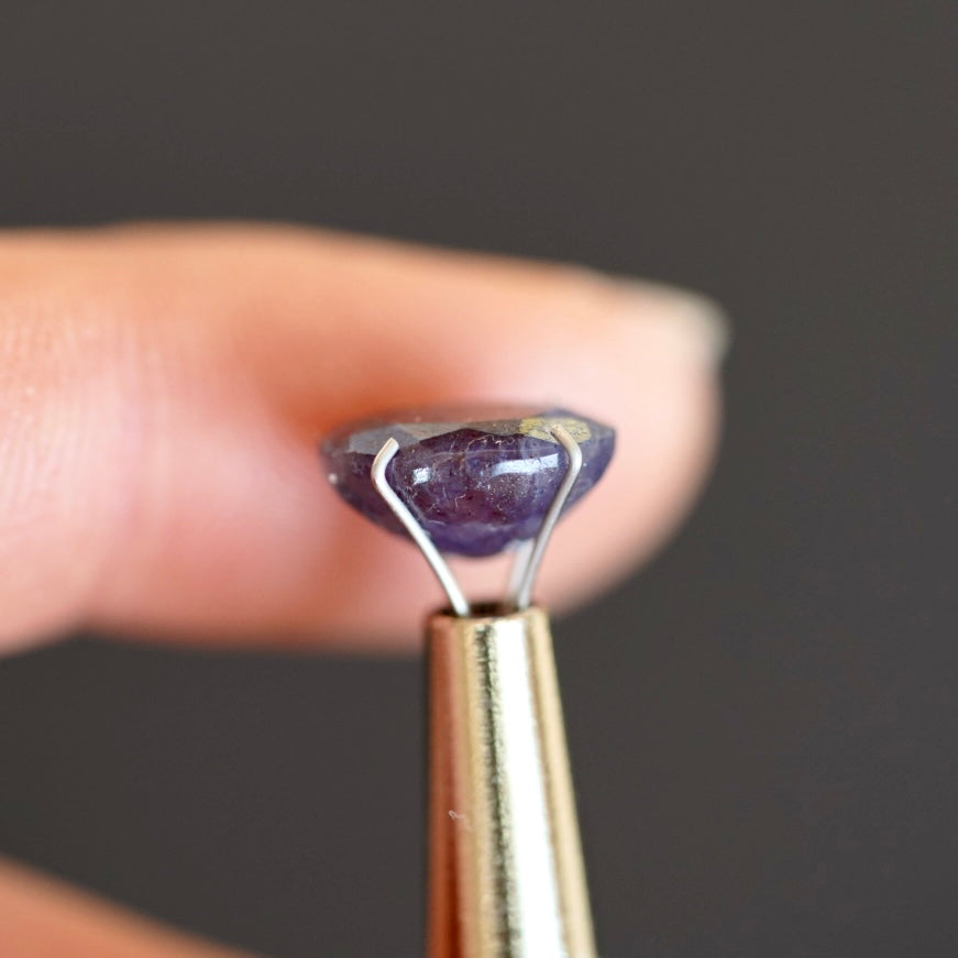 Rainbow Confetti Bloodshot Iolite Faceted Oval (Pavilion Back) (B7) 11.2x8.5mm