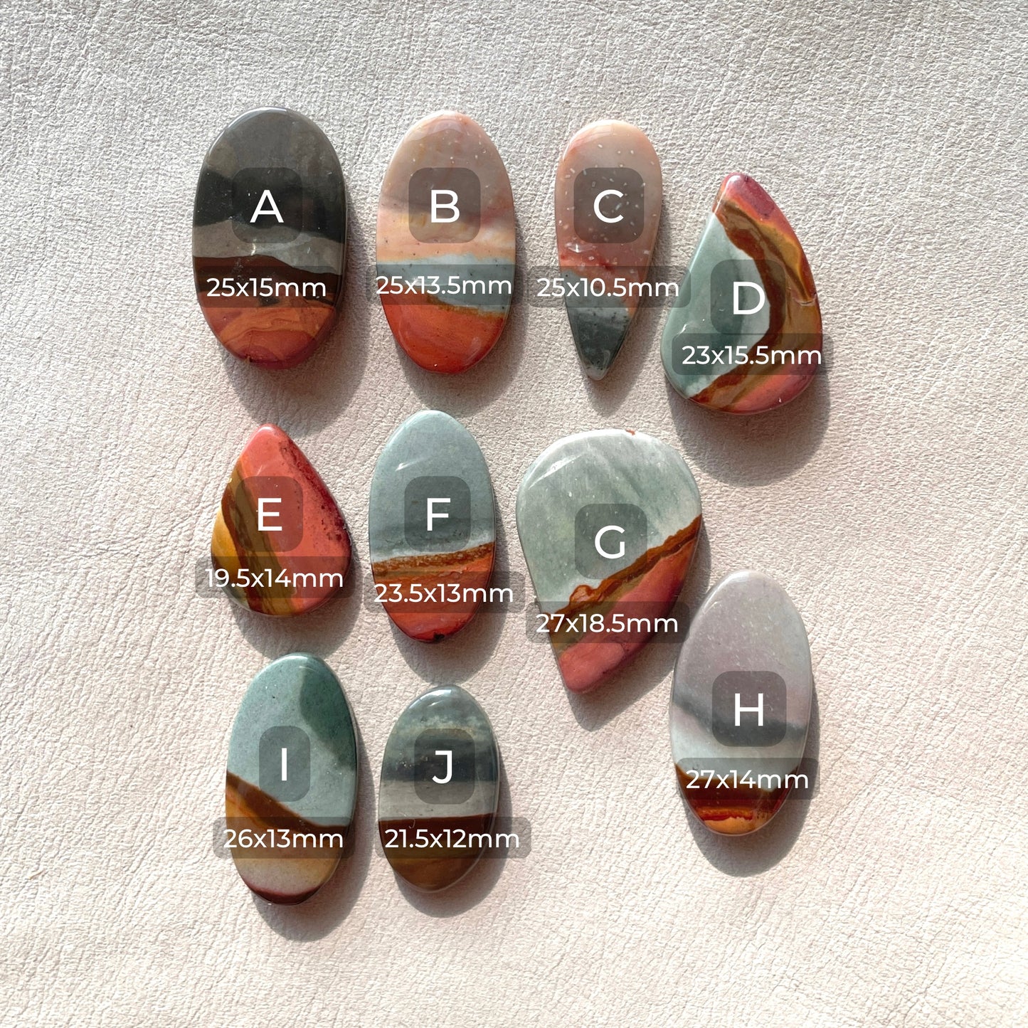 Polychrome Jasper Cabochons Smooth - Choose your Stone (A)(W3)